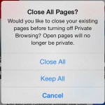 how to end a private browsing session in ios 7