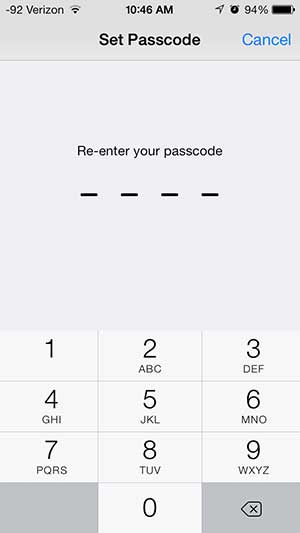 confirm the passcode