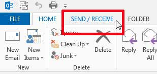 click the send receive tab