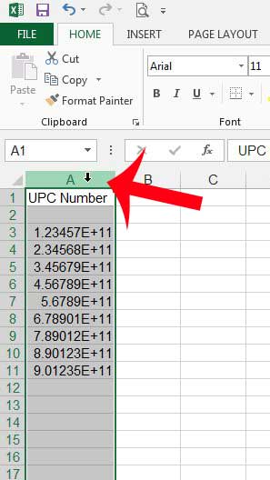 select the column with the data