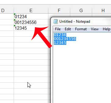 paste data into the text formatted column
