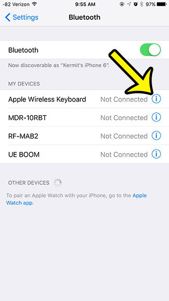 select the bluetooth device to delete