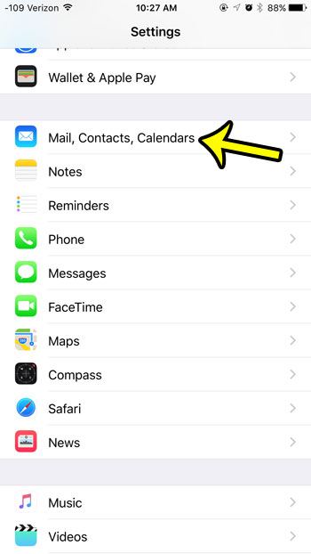 open the iphone mail menu