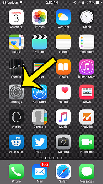 touch the settings app icon