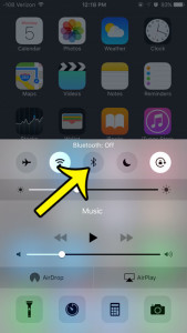 turn bluetooth on or off in control center