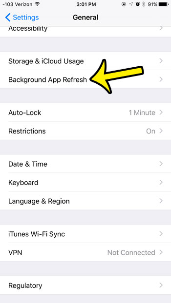 open the iphone background app refresh menu