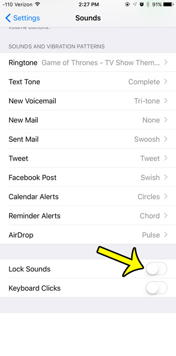 turn off lock sounds in ios 9
