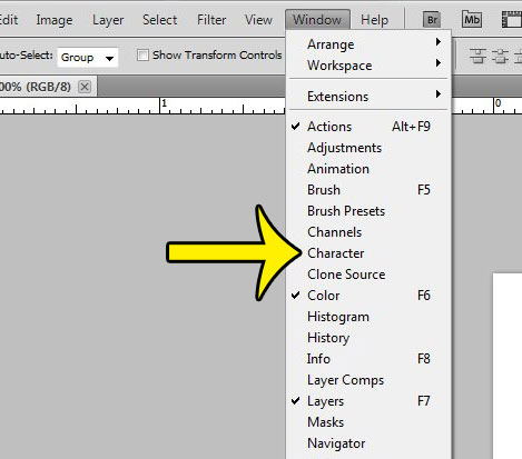 Where is the Photoshop Character Panel in Adobe Photoshop CS5? - Live2Tech