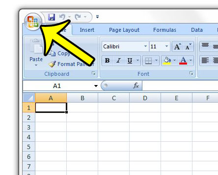 click the office button in excel 2007