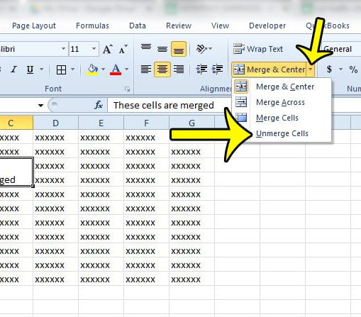 how to merge and center in excel 2010