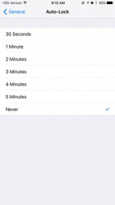 increase the auto-lock time on an iphone