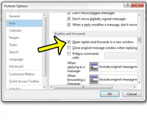 open replies and forwards in new window in outlook 2013