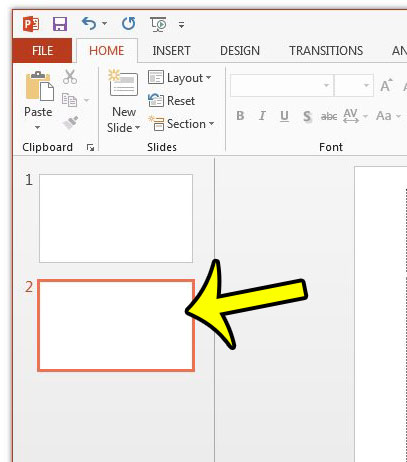 select a slide in powerpoint 2013