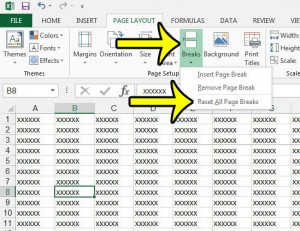 how to remove all page breaks in excel 2013