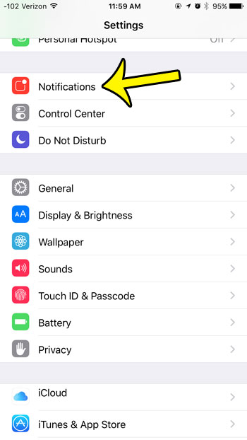 iphone notifications menu