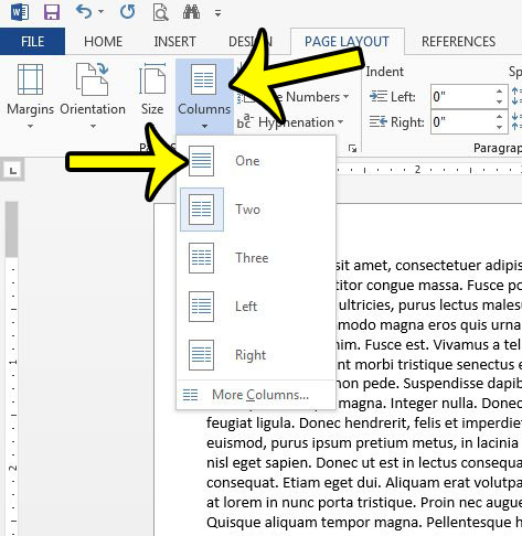 remove a column in word 2013