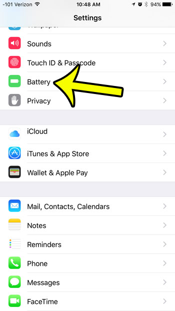 iphone battery menu