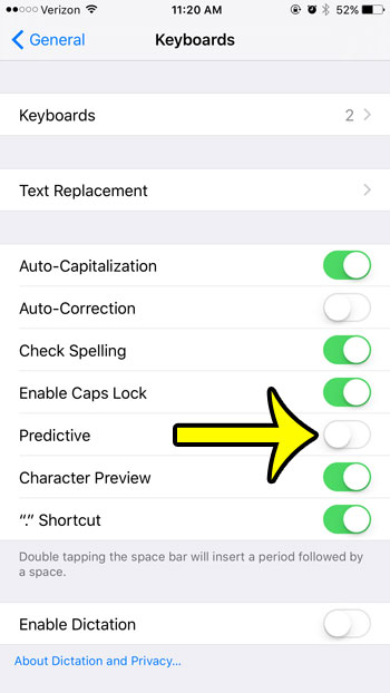 turn off quicktype on iphone