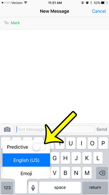 turn off predictive directly from keyboard