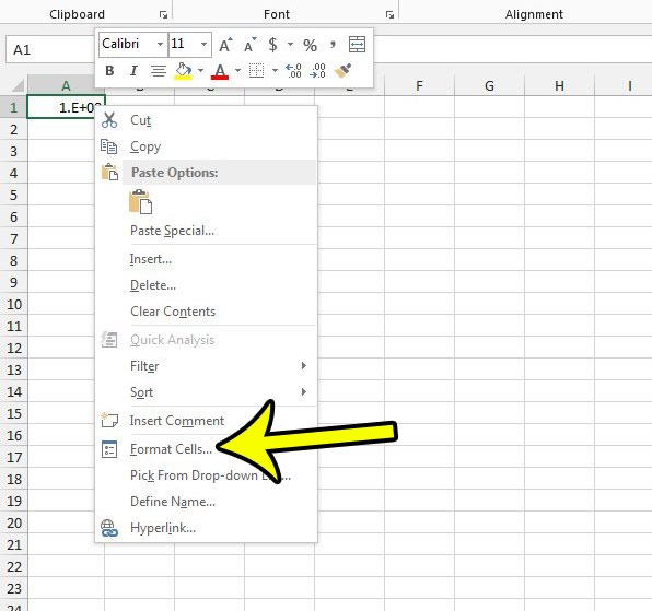 change cell format in excel 2013 - step 2