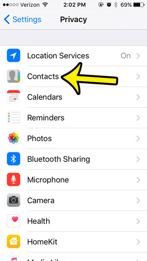 open contacts permissions