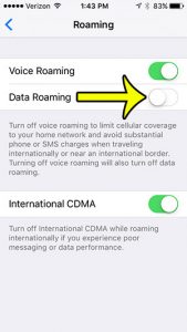 turn off data roaming on iphone 5