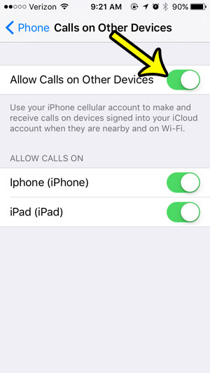 allows calls on other devices on an iphone