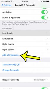 how to add a new touch id fingerprint to an iphone 7