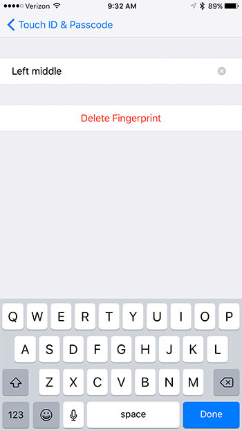 edit or delete the fingerprint