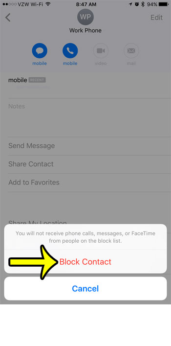 block contact on iphone 7