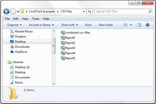 folder with the combined csv file