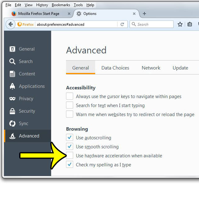 turn off hardware acceleration in firefox