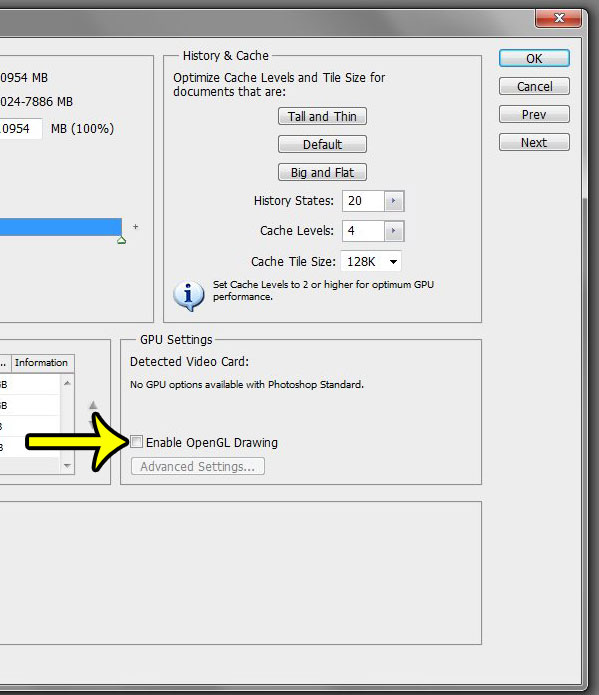 turn off hardware acceleration in photoshop cs5