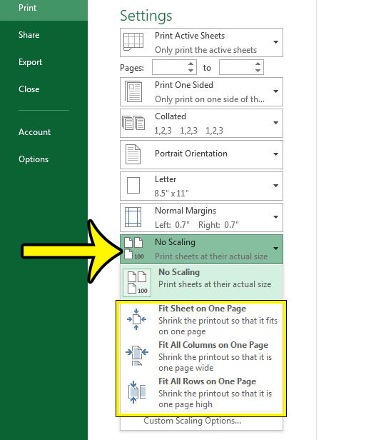 how to fit all columns or rows on a page in excel 2013