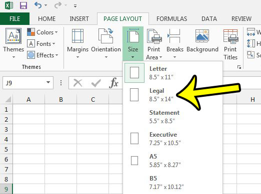 how to change the paper size in excel 2013