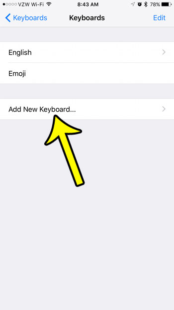 add a new iPhone keyboard