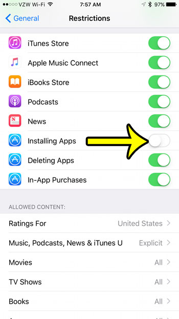 how to stop someone from installing apps on an iphone 7