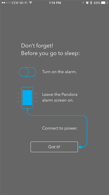 how to set a pandora alarm on an iPhone