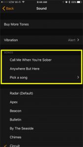 how to set a song as an alarm on the iPhone