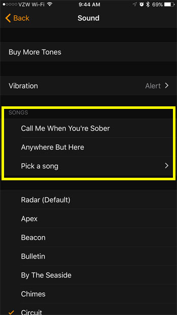 how to set a song as an alarm on the iPhone