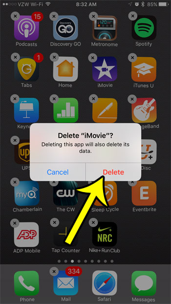how to delete imovie on an iphone 7