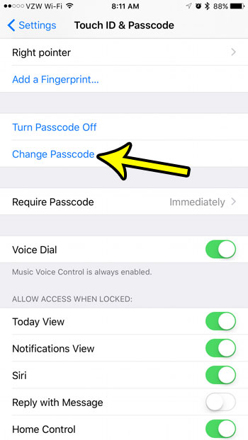 change your current iphone passcode