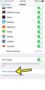 how to reset cellular data usage statistics on iphone 7