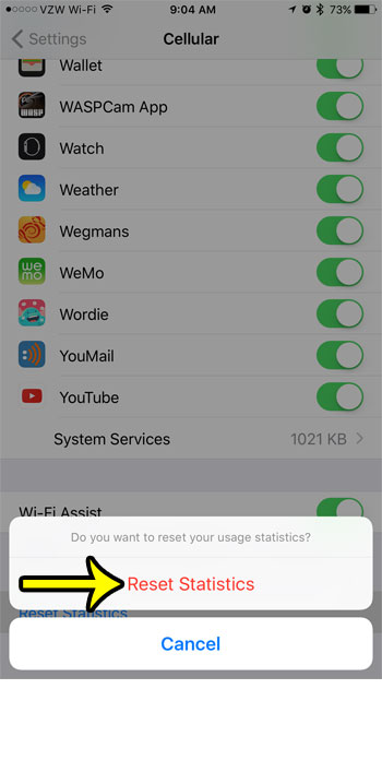 how to reset mobile data usage statistics on iphone 7