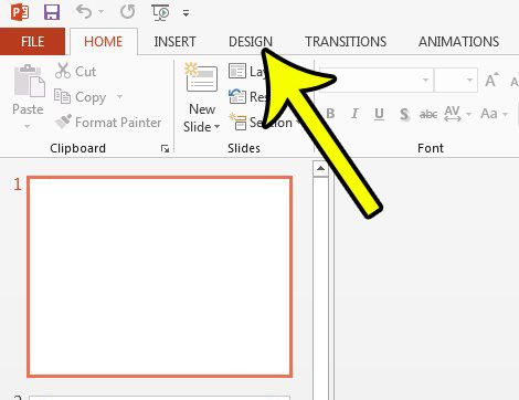 open the powerpoint 2013 design tab