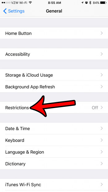 how to set up restrictions on an iphone 7