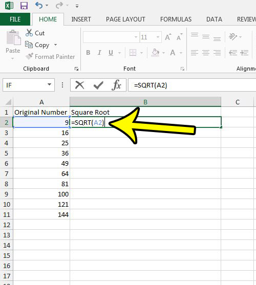 How To Type Square Root In Excel