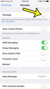 how to turn off imessage on an iphone 7