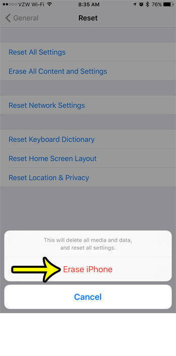 how to reset an iphone 7 to factory settings