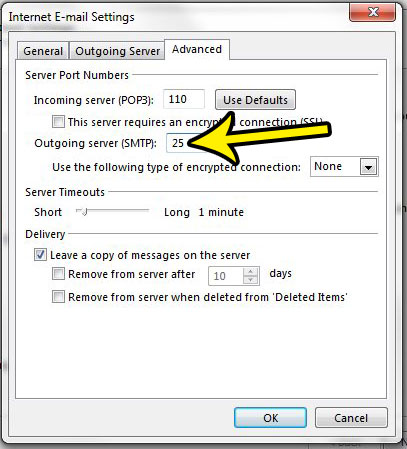 how to find the smtp port number in outlook 2013